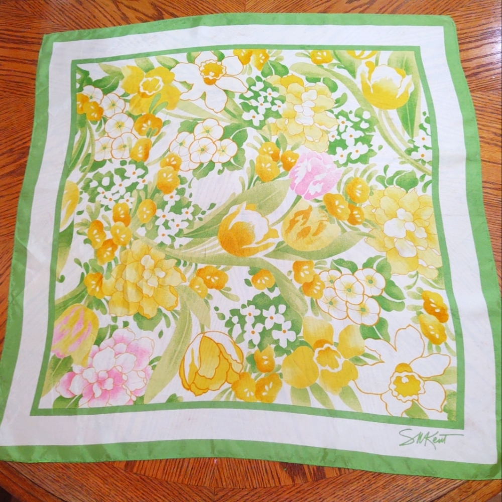 Vintage Avon SW Kent Floral Tulips Acetate Scarf
